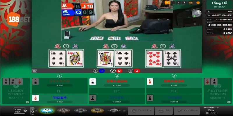 Nhập môn rồng hổ có lối chơi dễ hiểu tại sảnh Casino 188BET.