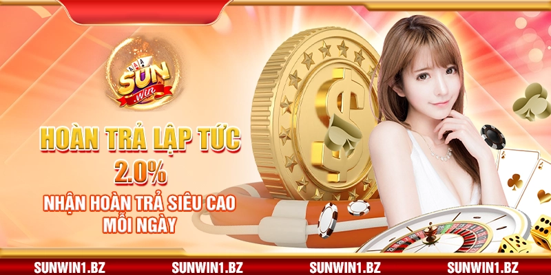 Hoàn trả lập tức 2.0% Sunwin – Nhận hoàn trả siêu cao mỗi ngày
