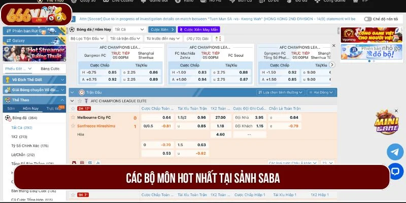 Những bộ môn hot nhất không thể bỏ lỡ tại thể thao SABA.