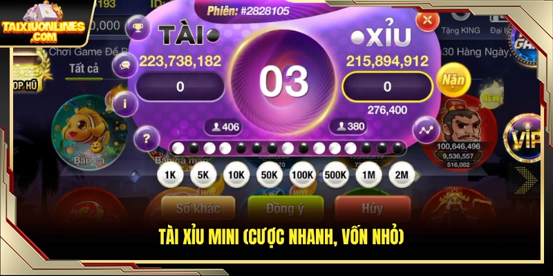 Phiên bản tài xỉu mini với mức cược thấp