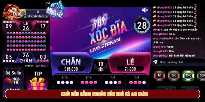 Người mới chơi xóc đĩa nên bắt đầu bằng số vốn nhỏ