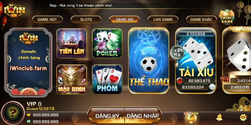 Giao diện tại IWINCLUB đặc biệt được thiết kế vô cùng bắt mắt