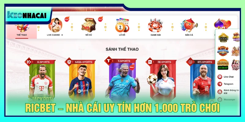 Kho game đổi thưởng phong phú với hơn 1.000 sản phẩm hấp dẫn của RICBET