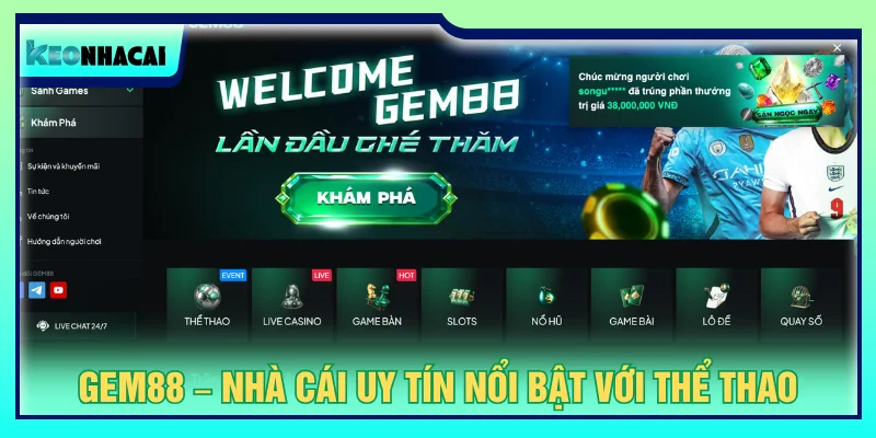 Sảnh cá cược thể thao và casino trực tuyến hiện đại tại nhà cái GEM88.